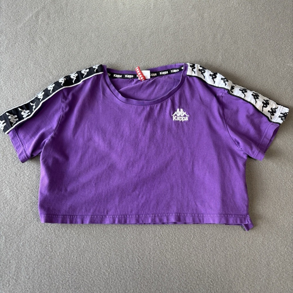 Kappa Womens Cropped Short Sleeved Shirt Sz Small Logo Streetwear Y2K Retro Rave